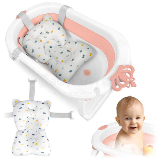 Складная ванночка для детей, младенцев с вставкой Ricokids RK-286 бело-розовая