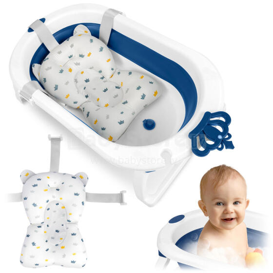 Складная ванночка для детей, младенцев с вставкой Ricokids RK-286 бело-голубая