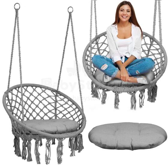 Hanging Garden Chair Swing BOHO Gray + Cushion