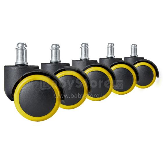 Rubber wheels for chairs black-yellow 5 pcs