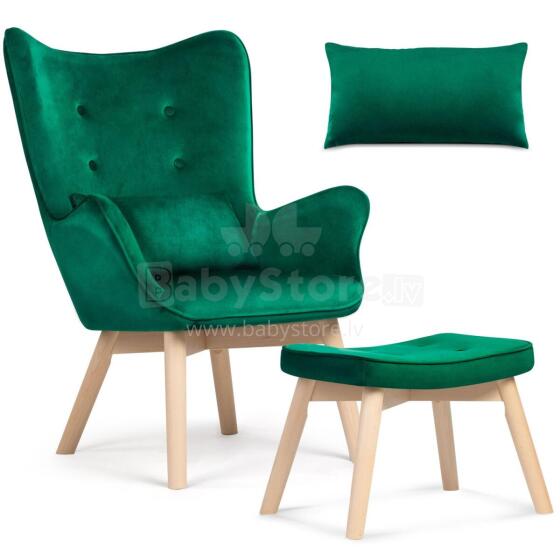 Wing chair with footrest Sofotel Norse dark green