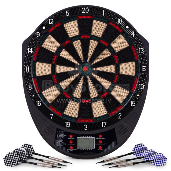 Elektroniczna tarcza do darta gry w rzutki lotki tablica LCD 41 cm 26 gier zestaw 6 rzutek