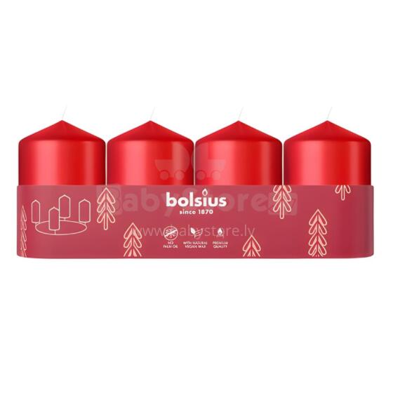Candle cylinder 4 pcs. &Oslash;60x40mm red