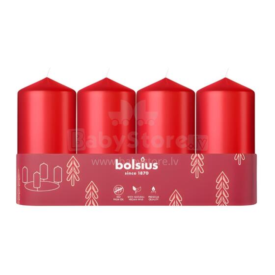 Candle cylinder 4 pcs. &Oslash;100x48mm red