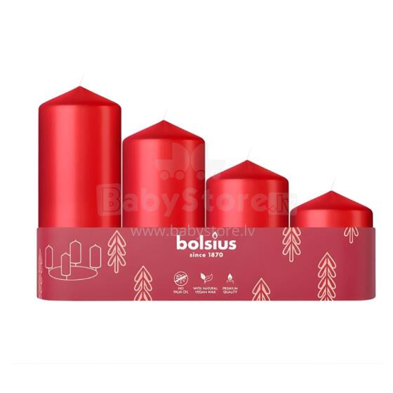 Candle cylinder 4 pcs. &Oslash;120, 100, 80, 60x48mm red
