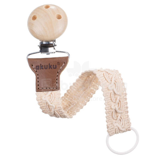 AKUKU A0715 Ribbon / Pacifier Holder Cotton Ecru