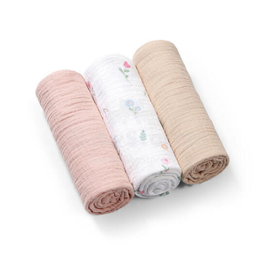 BabyOno Diaper Pink Soft Crushed Art.828/01 Pink īpaši mīkstie muslīna autiņi, 3 gab