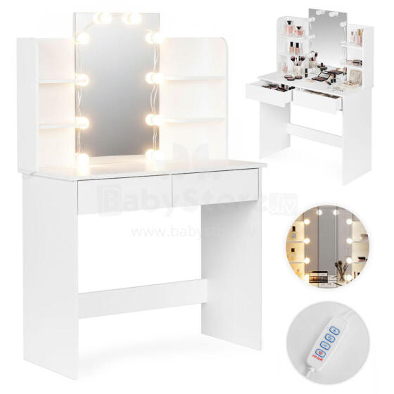 Large Makeup Vanity Table with Mirror and LED Lighting, 3 Light Modes, Brightness Adjustment ModernHome