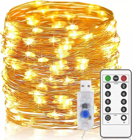 Home Company USB Fairy Light String Art.273036 Рождественская гирлянда из светодиодов с питанием от USB, теплый белый свет, 2 метра, 20 светодиодов.