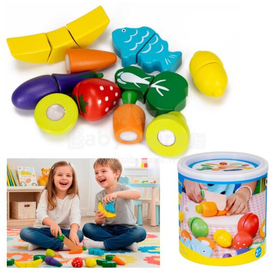 Wooden Fruit & Vegetable Cutting Play Set Springos KG0058