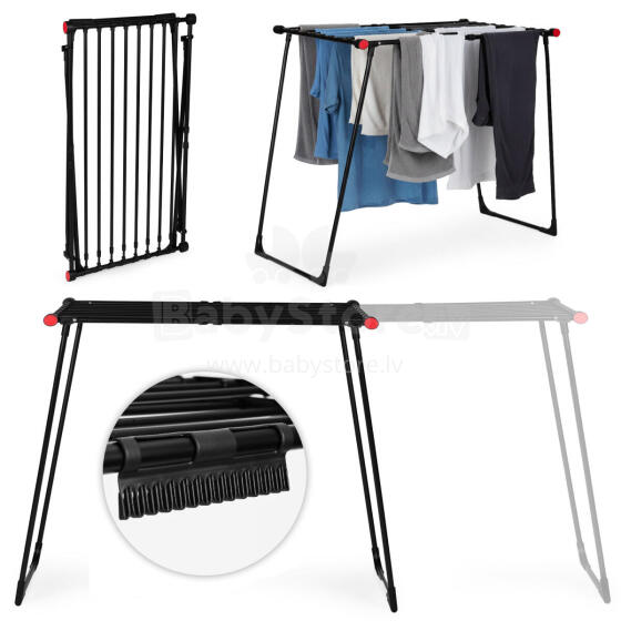 Standing Clothes Drying Rack Extendable Telescopic 19 Meters Foldable Black