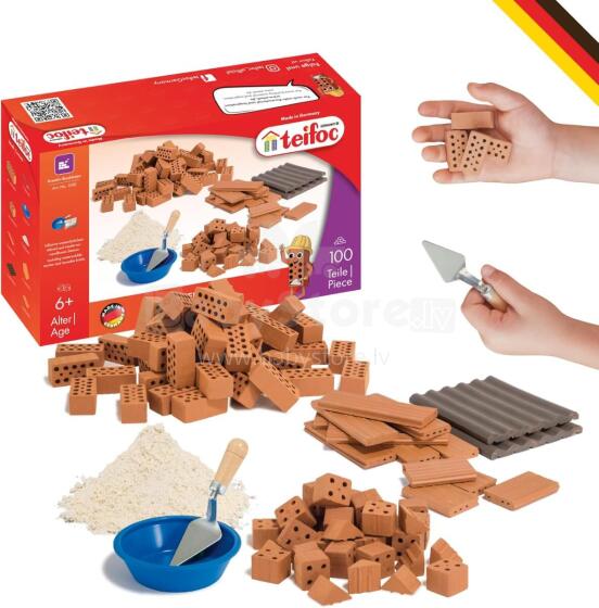 Teifoc Brick Tots Art.1530  Koka konstruktors-ķeģeļi Mājiņa, 100 detaļas