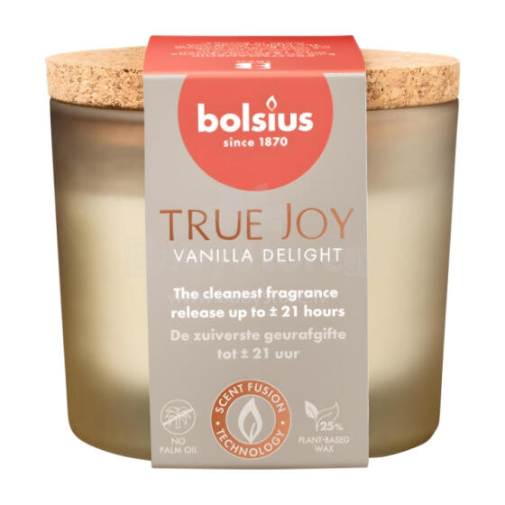 Svece arom. stikla gl. ar korķi True Joy &Oslash;66x83mm vanilla delight 