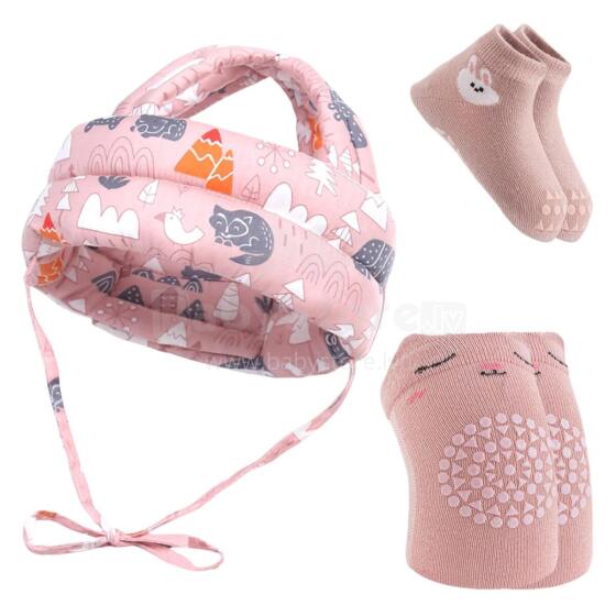 Home Company Kids Head Protection Art.273888 Pink Komplekts:Mazuļu aizsargcepurīte+ceļu aizsargi ar ABS+zeķes