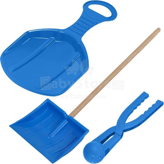 Kids World Snow Play Set Art.274265 Komplekts:Klasisks mazs sniega paliktnis kalniņam ar rokturi  (slidināšanās paliknis)/Sniega lāpsta bērniem ar koka rokturi / Sniega bumbiņu mašīna