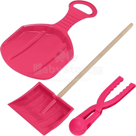 Kids World Snow Play Set Art.274266 Комплект: Санки-ледянки классической формы с ручкой/лопатка с деревянной ручкой/Машина для снежков