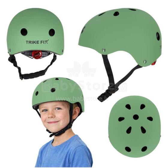 Ikonka Trike Fix Art.KX2813_3 Trike Fix Children's Bicycle Helmet, Adjustable, LED, M, 55-58cm, Dark Green