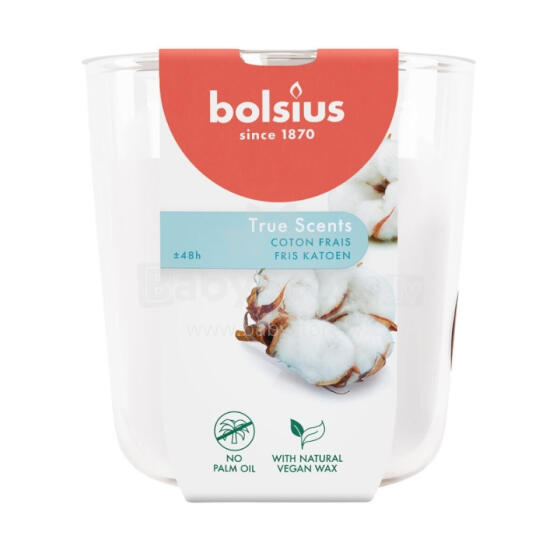 Ароматическая свеча. Стеклянный флакон. True Scents &Oslash;97x85 мм, свежий хлопок.