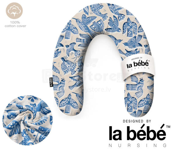 La Bebe™ Rich Maternity Pillow Art.90612661 Nordic Birds. Подковка для сна, кормления малыша 30x104 cm