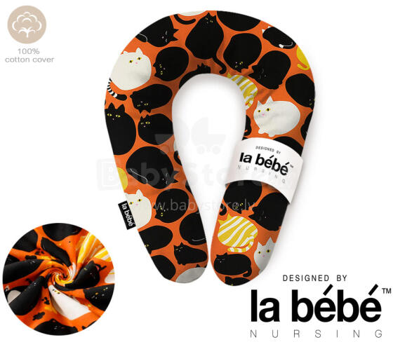La Bebe™ Snug Maternity Pillow Art. 30579834 Nordic Cats. Pillow for Baby Sleep & Feeding, 20×70 cm