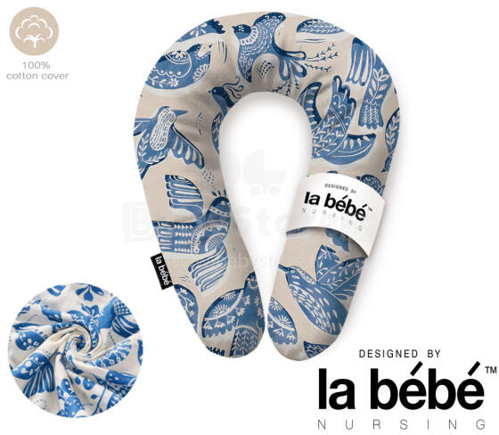 La Bebe™ Snug Maternity Pillow Art. 90612661 Nordic Birds. Pillow for Baby Sleep & Feeding, 20×70 cm