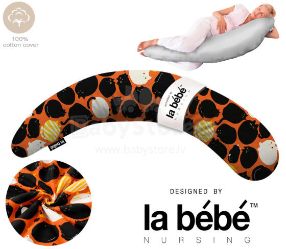 La Bebe™ Moon Cotton Maternity Pillow Art.30579834 Nordic Cats. Large pregnancy pillow with Memory Foam filling (especially soft and quiet filling)