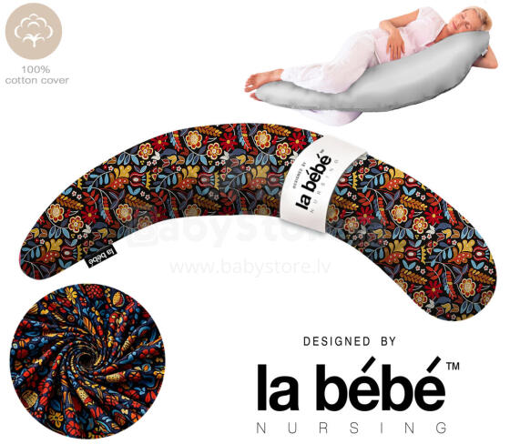 La Bebe™ Moon Cotton Maternity Pillow Art.40579838 Nordic Florals. Large pregnancy pillow with Memory Foam filling (especially soft and quiet filling)
