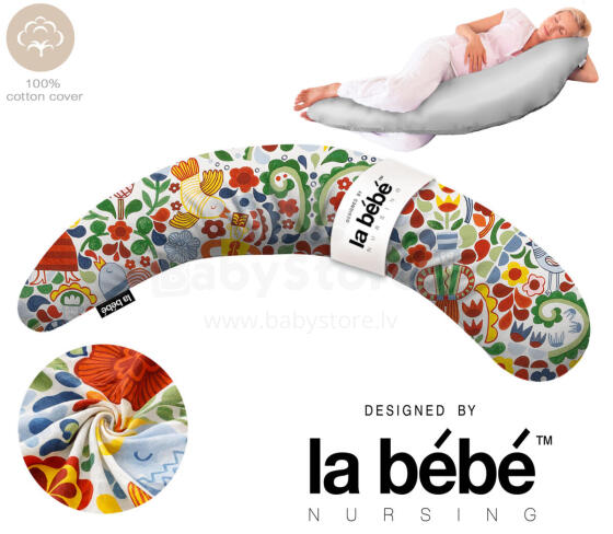 La Bebe™ Moon Cotton Maternity Pillow Art.60608156 Nordic Bloom. Large pregnancy pillow with Memory Foam filling (especially soft and quiet filling)