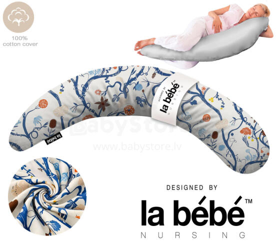 La Bebe™ Moon Cotton Maternity Pillow Art. 50608147 Nordic Branches. Liels spilvens grūtniecēm ar memory putām (īpaši mīksts un kluss pildījums, kas pielagojas ķermenim)