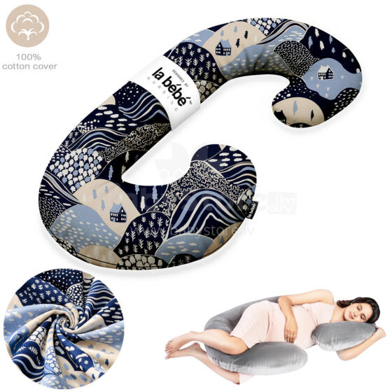 La Bebe™ Maternity Pillow Cotton Sì -Duo Art.00608159 Nordic Hills. Daudzfunkcionāls spilvens/pakavs grūtniecēm, ar memory foam
