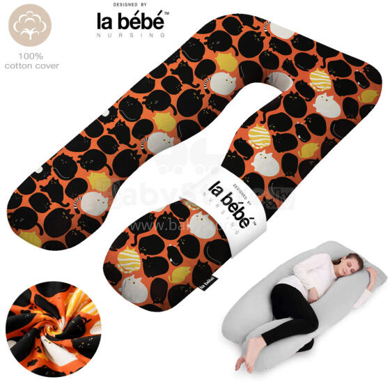 La Bebe™ Cushy Maternity Pillow Art. 30579834 Nordic Cats. Daudzfunkcionāls spilvens grūtniecēm (U Shaped), sintepona pildīšana, 155x80cm
