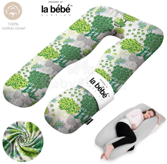 La Bebe™ Cushy Maternity Pillow Art. 20608166 Nordic Forest. Multifunctional Pregnancy Pillow (U-Shaped), Polyester Fiber Filling, 155×80 cm