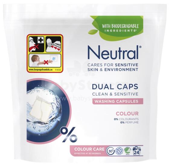 NEUTRAL veļas mazgāšanas kapsulas krāsainai veļai DUO COLOUR, 24gab I Art.:285059