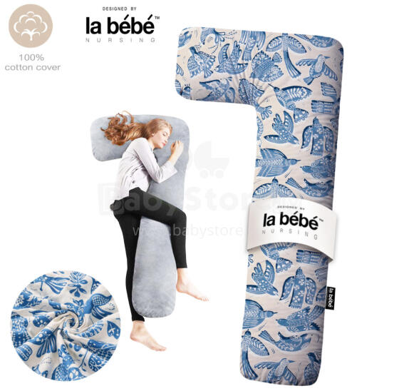 La Bebe™ Flopsy Pillow Art.90612661 Nordic Birds. Cotton Nursing Maternity grūtnieču pakaviņš spilvens ar pārvalku [2 pārvalki], sintepona pildīšana,180 см