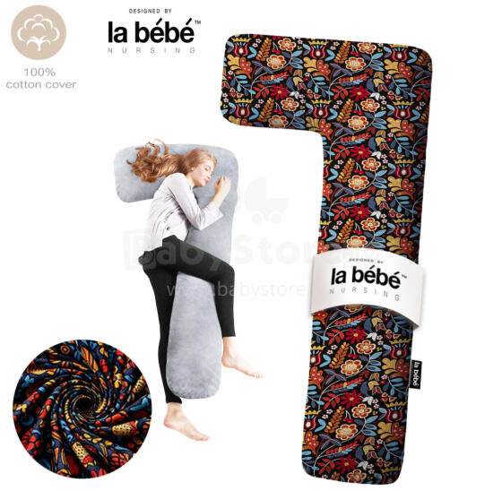 La Bebe™ Flopsy Pillow Art.40579838 Nordic Florals. Cotton Nursing Maternity Подушка для беременных и кормящих мам [2 хлопковых чехла], наполнение - синетепон, 180 см