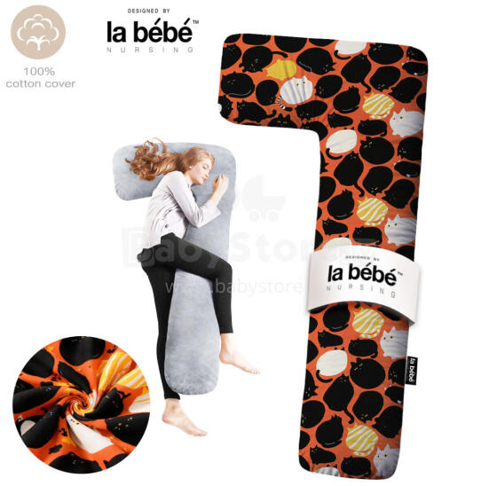 La Bebe™ Flopsy Pillow Art.30579834 Nordic Cats. Cotton Nursing Maternity grūtnieču pakaviņš spilvens ar pārvalku [2 pārvalki], sintepona pildīšana,180 см