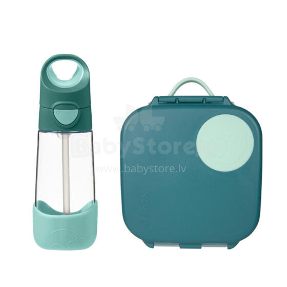 B.BOX 62054 Мини набор для ланча + бутылка Tritan с соломинкой 450 мл Изумрудный лес