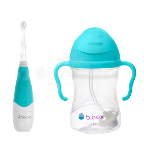 B.BOX 62375 Sonic zobu birstes komplekts bērniem + 240 ml salmiņu pudele Azure