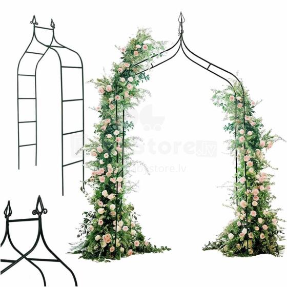Ikonka Art.KX3303_1 LUARO dārza pergola metāla arka ar grotiem rozēm, ziediem, vīteņaugiem 265 cm