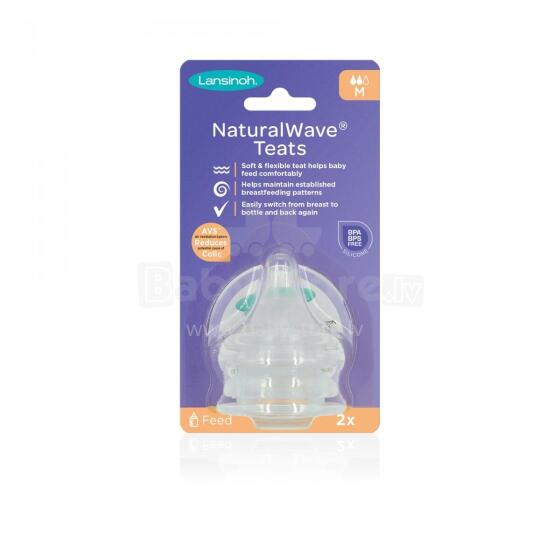 Lansinoh NaturalWave® Medium Flow Teats GB Art.75910 Соска-пустышка,2 шт