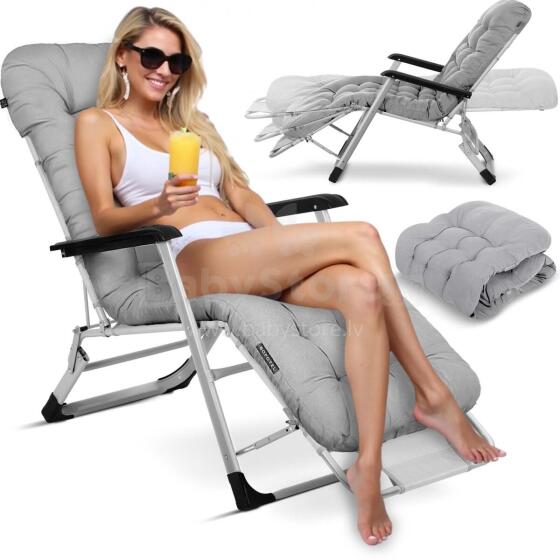 Folding garden lounger with cushion Sofotel ChillWell gray