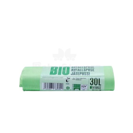 Компостируемые мусорные пакеты BioBag 30 л (14 шт. в рулоне) 16 м&sup2;, 50х57 см, зеленые.