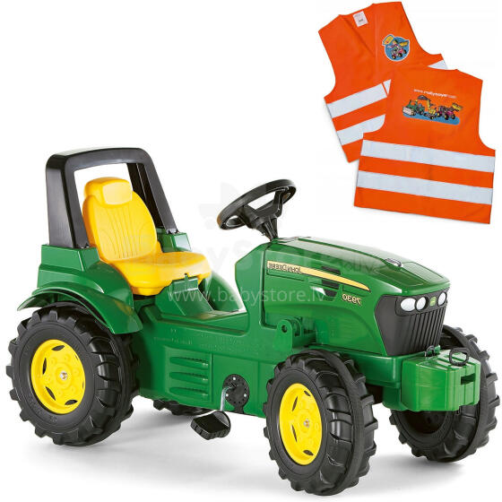ROLLY TOYS John Deere pedāļu traktors + bezmaksas atstarojošā veste bērniem