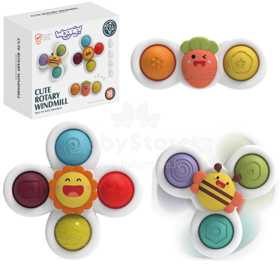 WOOPIE BABY Spinner 3in1 Sensory Izglītojošā Rotaļlieta - 4 KOMPLEKTI