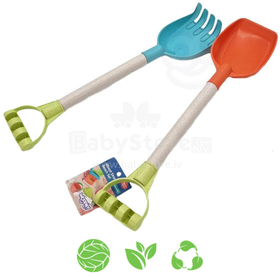WOOPIE GREEN Sand Set Shovel and Rake 51 cm BIODEGRADABLE ORGANIC MATERIAL