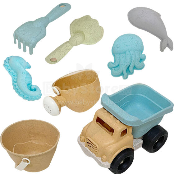 WOOPIE GREEN Sand Set Bucket Dump Truck 8 pcs. BIODEGRADABLE ORGANIC MATERIAL