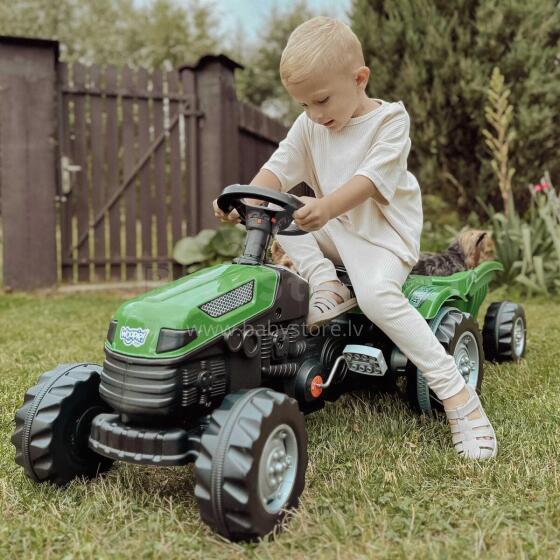 WOOPIE Pedāļu Traktors Zemnieks GoTrac MAXI ar Piekabi Klusiem Riteņiem