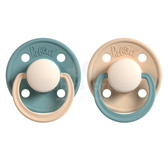 Rebael Round Latex Art.276175 Colour Mix Pacifier (nipple) made of 100% natural rubber 0-6 months (2 pcs.)