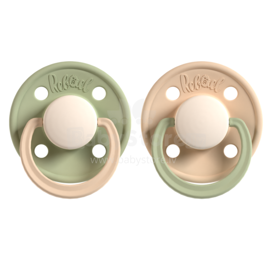 Rebael Round Latex Art.276183 Colour Mix Pacifier (nipple) made of 100% natural rubber 6+ months (2 pcs.)