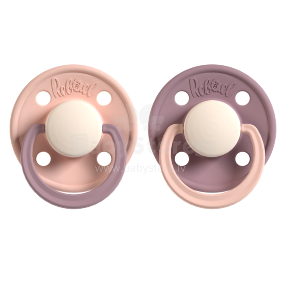 Rebael Round Latex Art.276186 Colour Mix Pacifier (nipple) made of 100% natural rubber 0-6 months (2 pcs.)